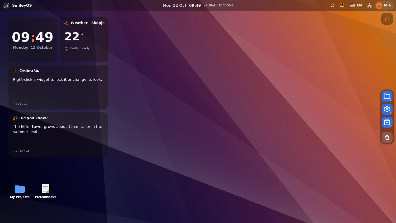 SmileyOS desktop